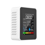 Digital multifunctional tester for air quality, CO2, HCHO, TVOC, temperature and humidity, 5 in 1, white color